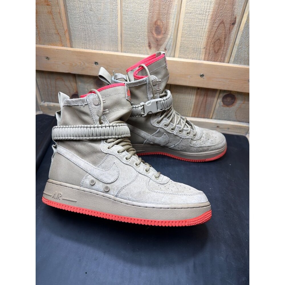 Nike Mens SF AF1 Khaki Khaki-Rush Coral High-Top Sneakers Size 8.5